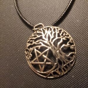 Silver Tree of Life Pentagram Pendant Necklace